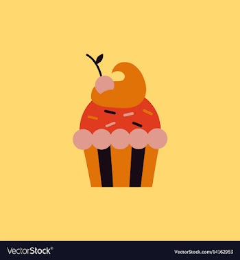 Maraschino cherry cupcake icon vector image