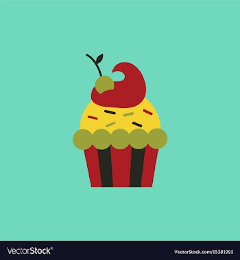 Maraschino cherry cupcake icon vector image