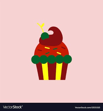 Maraschino cherry cupcake icon vector image