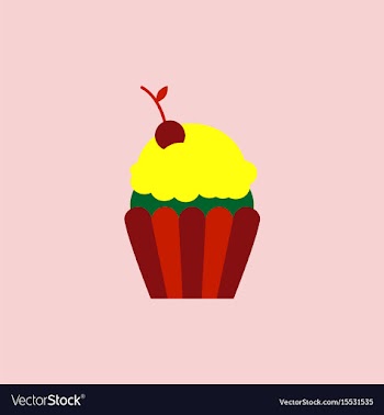 Maraschino cherry cupcake vector image