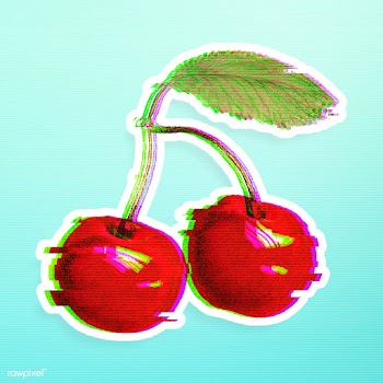 Maraschino cherry with glitch effect sticker with white border overlay | Free  illustration - 2359213