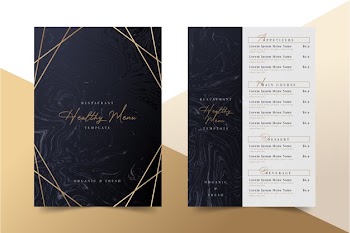 Marble healthy food restaurant menu Free Vector