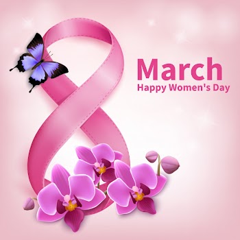 March 8th, happy women day greeting card Free Vector