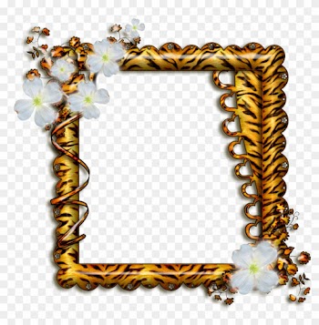 Marco De Leopardo Con Flores Blancas - Picture Frame