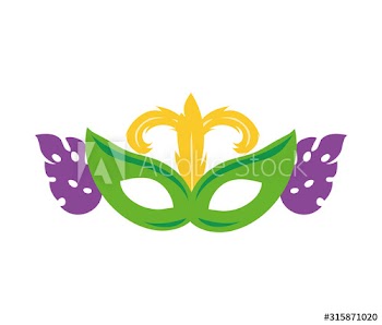 mardi gras celebration mask with leafs plant
