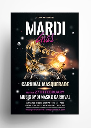 Mardi Gras Free Carnival PSD Flyer Template
