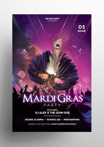 Mardi Gras Free PSD Flyer Template