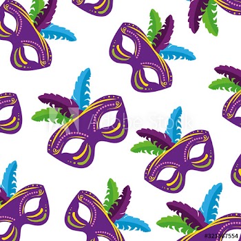 Mardi gras mask with feathers background design