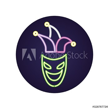 mardi gras theater mask with jester hat