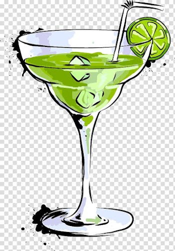 Margarita glass filled with green beverage and fruit slice, Cocktail Margarita Martini Drink, Cartoon food drink bar cocktail transparent background PNG clipart