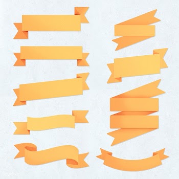 Marigold yellow ribbon banner set | Free  illustration - 2342025