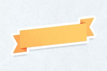 Marigold yellow ribbon banner sticker with white border | Free  illustration - 2341951