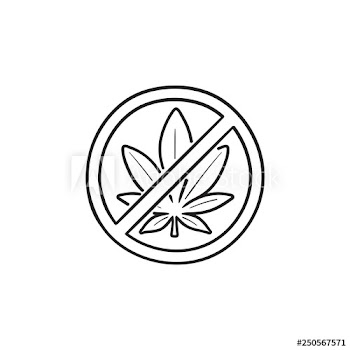 Marijuana leaf with forbidden sign hand drawn outline doodle icon
