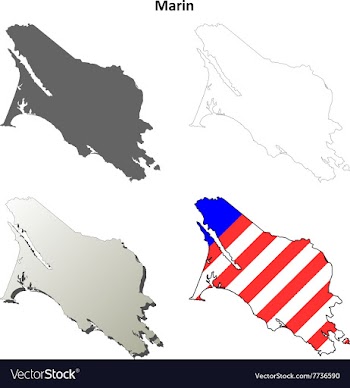 Marin County California outline map set vector image