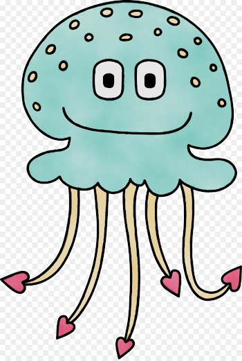marine invertebrates cartoon pink head octopus