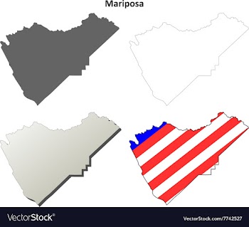 Mariposa County California outline map set vector image