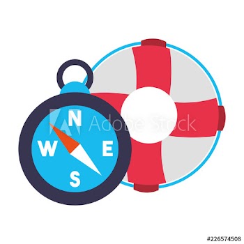 maritime compass hat and lifebuoy