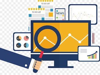 Marketing research Icon - Magnifying glass statistics table 