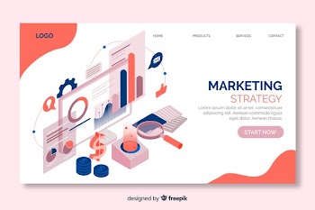 Marketing strategy landing page in isometric design Free Vector