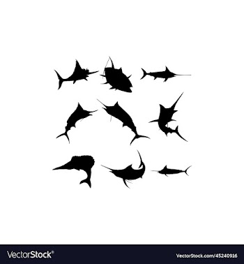 marlin fish set creative design