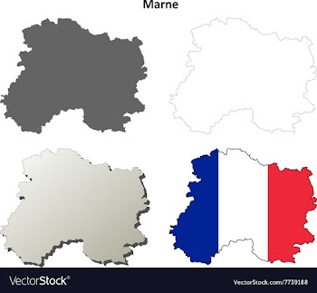 Marne Champagne-Ardenne outline map set vector image