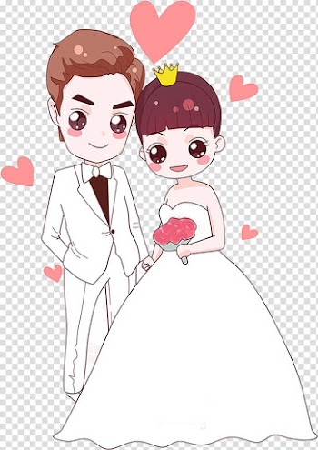Marriage Cartoon Wedding Painting, White dress wedding bride transparent background PNG clipart
