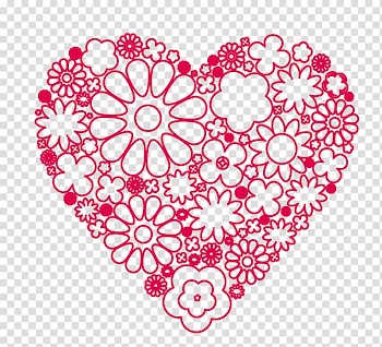 Marriage, hand-painted small flowers grouped into hearts transparent background PNG clipart
