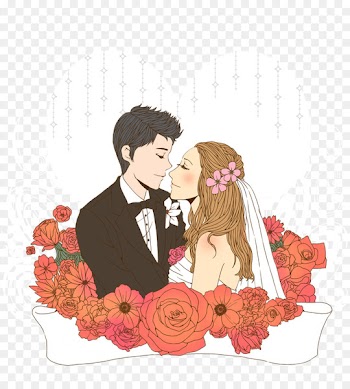 Marriage proposal Romance Bridegroom - Hand-painted bride and groom 