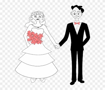 Married Wedding, Bride, Groom, Holding Hands, Couple, - Clip Art