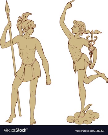 Mars and Hermes vector image