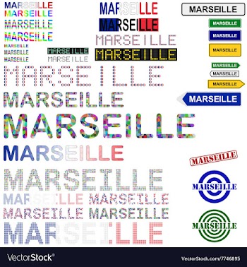 Marseille text design set vector image