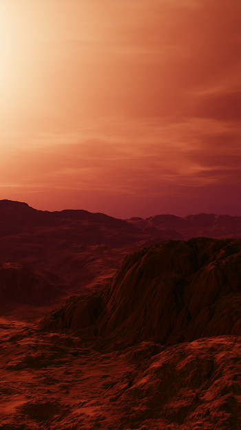 Martian Landscape Under a Red Sky