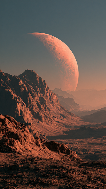 Martian Landscape with Celestial Body