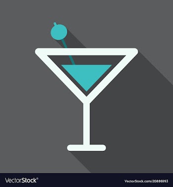 Martini cocktail with straw outline silhouette vector image