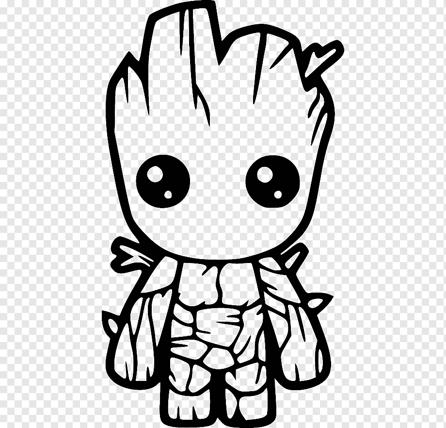 Marvel baby Groot artwork, Baby Groot Decal Bumper sticker, rocket raccoon, white, face, fictional Characters png