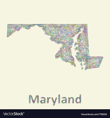 Maryland line art map vector image