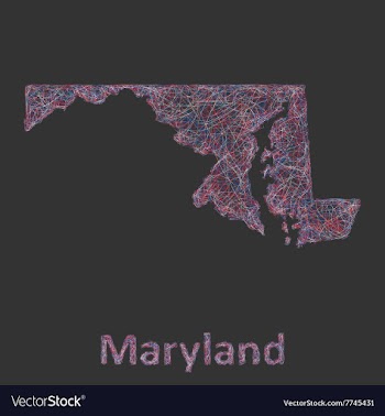 Maryland line art map vector image