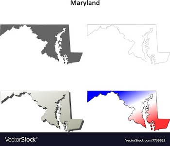 Maryland outline map set vector image