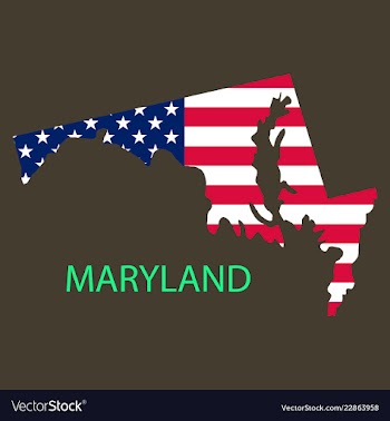 Maryland state of america with map flag print on vector image