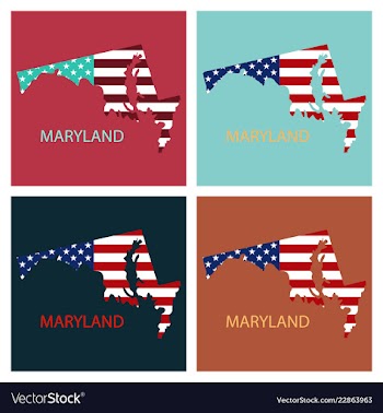 Maryland state of america with map flag print on vector image