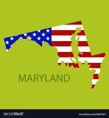 Maryland state of america with map flag print on vector image