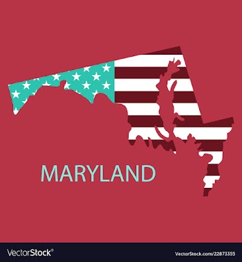 Maryland state of america with map flag print on vector image
