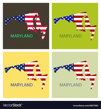 Maryland state of america with map flag print on vector image