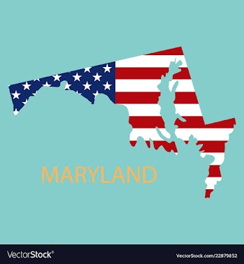 Maryland state of america with map flag print on vector image