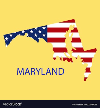 Maryland state of america with map flag print on vector image