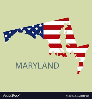 Maryland state of america with map flag print on vector image