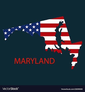 Maryland state of america with map flag print on vector image