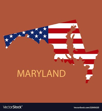 Maryland state of america with map flag print on vector image