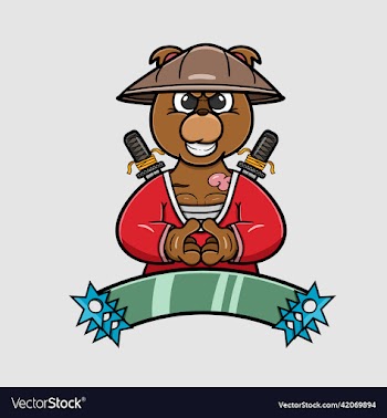 mascot bear ninja logo cartoon