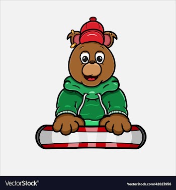 mascot bear skating ice logo
